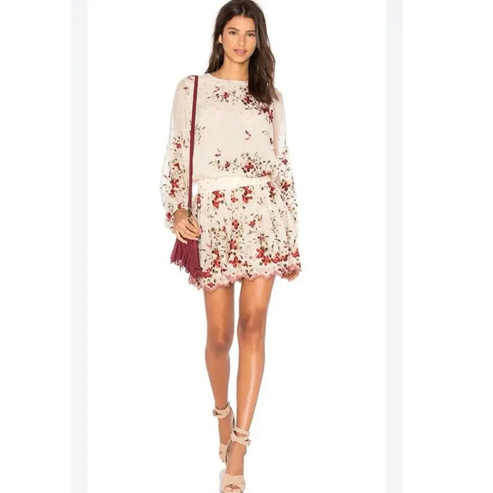 Zimmerman dress size 0 Sakura mini long sleeve embroidered open back long  sleeve
